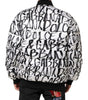 Dolce & Gabbana White Black Graffiti Logo Puffer Bomber Jacket