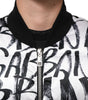 Dolce & Gabbana White Black Graffiti Logo Puffer Bomber Jacket