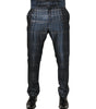 Dolce & Gabbana Blue Silver Shiny Silk Skinny Men Trouser Pants