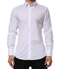Dolce & Gabbana White Cotton GOLD Long Sleeves Formal Men Shirt