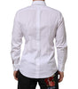 Dolce & Gabbana White Cotton GOLD Long Sleeves Formal Men Shirt