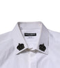 Dolce & Gabbana White Cotton Crown Collar GOLD Formal Shirt