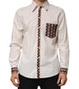 Dolce & Gabbana Cream White Cotton Polka Dot Slim Fit Shirt