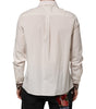 Dolce & Gabbana Cream White Cotton Polka Dot Slim Fit Shirt