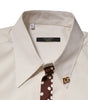 Dolce & Gabbana Cream White Cotton Polka Dot Slim Fit Shirt