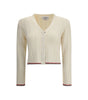 Thom Browne Ladder Full Needle Rib Stitch V Neck Car