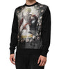 Dolce & Gabbana Black Cashmere Cherub Print Baroque Sweater