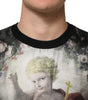 Dolce & Gabbana Black Cashmere Cherub Print Baroque Sweater
