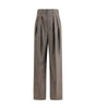 Saint Laurent Wool Herringbone pattern wide leg Pants