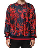 Dolce & Gabbana Silk Navy Red Coral Print Pullover Sweater