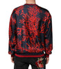 Dolce & Gabbana Silk Navy Red Coral Print Pullover Sweater