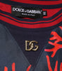 Dolce & Gabbana Silk Navy Red Coral Print Pullover Sweater