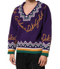 Dolce & Gabbana Purple Wool DG Logo Men Knit Pullover Sweater