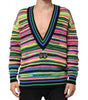 Dolce & Gabbana Multicolor DG Logo V-Neck Knit Pullover Sweater
