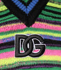 Dolce & Gabbana Multicolor DG Logo V-Neck Knit Pullover Sweater