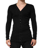 Dolce & Gabbana Black Cotton Button Up Men Cardigan Sweater