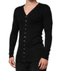 Dolce & Gabbana Black Cotton Button Up Men Cardigan Sweater