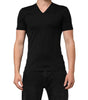 Dolce & Gabbana Black Cotton Plain V-Neck Men Shirt T-shirt