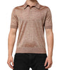 Dolce & Gabbana Brown Silk Textured Short Sleeve Polo T-shirt