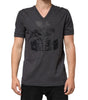 Dolce & Gabbana Black Charcoal DG Logo V-Neck Men T-shirt