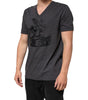 Dolce & Gabbana Black Charcoal DG Logo V-Neck Men T-shirt