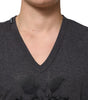 Dolce & Gabbana Black Charcoal DG Logo V-Neck Men T-shirt