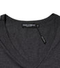 Dolce & Gabbana Black Charcoal DG Logo V-Neck Men T-shirt