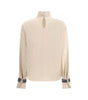 Brunello Cucinelli Silk turtleneck Blouse with Precious Bracelets