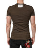Dolce & Gabbana Dark Brown Cotton Tattered Logo Men T-shirt