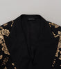 Dolce & Gabbana Gold Black Floral Embroidered Jacket Blazer