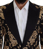 Dolce & Gabbana Gold Black Floral Embroidered Jacket Blazer