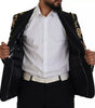 Dolce & Gabbana Gold Black Floral Embroidered Jacket Blazer