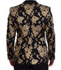Dolce & Gabbana Gold Black Floral Embroidered Jacket Blazer