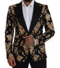 Dolce & Gabbana Gold Black Floral Embroidered Jacket Blazer