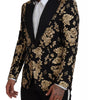 Dolce & Gabbana Gold Black Floral Embroidered Jacket Blazer