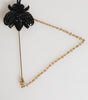 Dolce & Gabbana Lapel Pin Gold Brass Black Crystal Bee Accessories Brooch