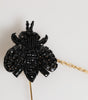 Dolce & Gabbana Lapel Pin Gold Brass Black Crystal Bee Accessories Brooch
