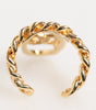 Dolce & Gabbana Gold Tone Brass Oval DG Logo Chain Adjustable Ring