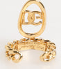 Dolce & Gabbana Gold Tone Brass Oval DG Logo Chain Adjustable Ring