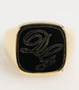 Dolce & Gabbana Gold Tone Enamel Brass Signet DG Logo Adjustable Ring