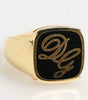 Dolce & Gabbana Gold Tone Enamel Brass Signet DG Logo Adjustable Ring