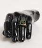 Dolce & Gabbana Gold Tone Enamel Brass Signet DG Logo Adjustable Ring