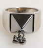 Dolce & Gabbana Silver Tone Pyramid DG Logo Real Brass Ring