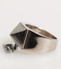 Dolce & Gabbana Silver Tone Pyramid DG Logo Real Brass Ring