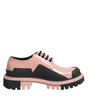 Dolce & Gabbana Light Powder Pink Black Leather Lace-Up Shoes