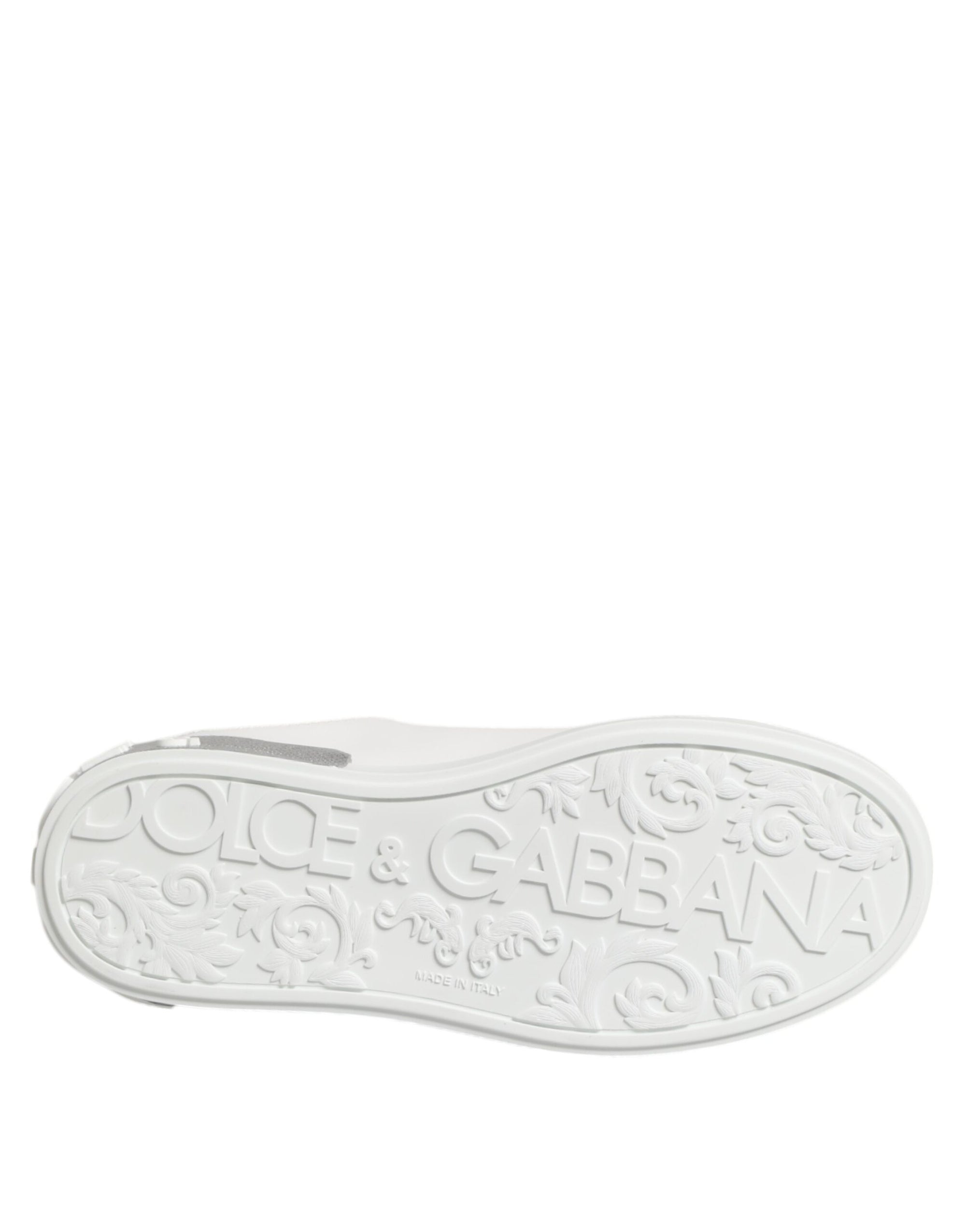 Dolce & Gabbana White Purple Leather Low Top Sneakers Shoes
