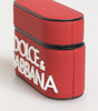 Dolce & Gabbana Red White Silicone Embossed Logo Accessory Airpods Case
