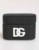 Dolce & Gabbana Black White Rubber Embossed Logo Accessory Airpods Case