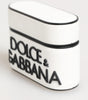 Dolce & Gabbana White Black Rubber Logo Embossed Accessory Airpods Case