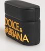 Dolce & Gabbana Black Yellow Rubber Logo Embossed Accessory Airpods Case